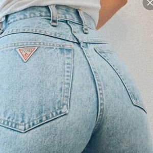 Vintage 80s Guess High Rise Denim Jeans with ankle zipper